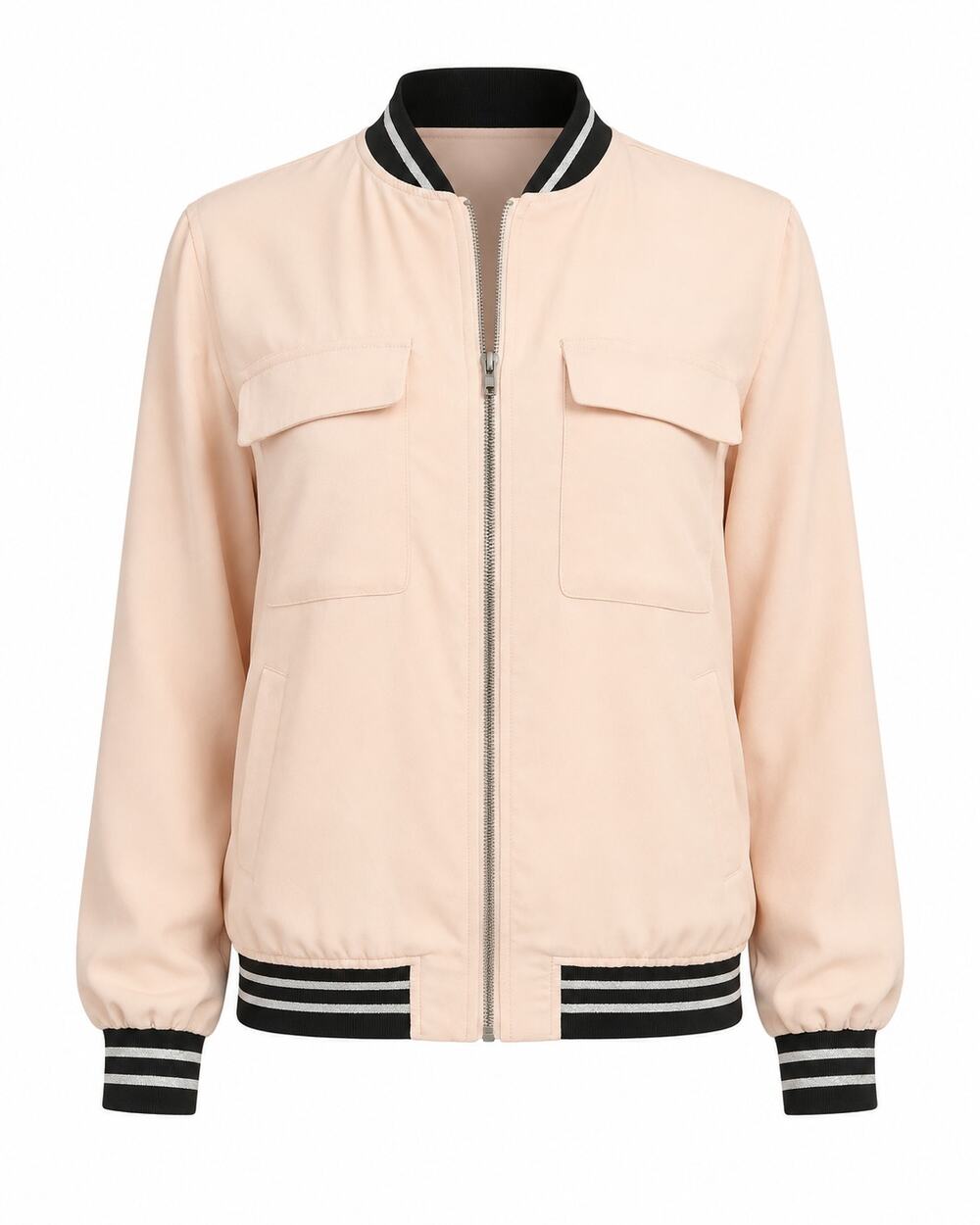 Current Air Blush Pink Bomber Jacket Size Small Sporty Chic Athleisure Retro